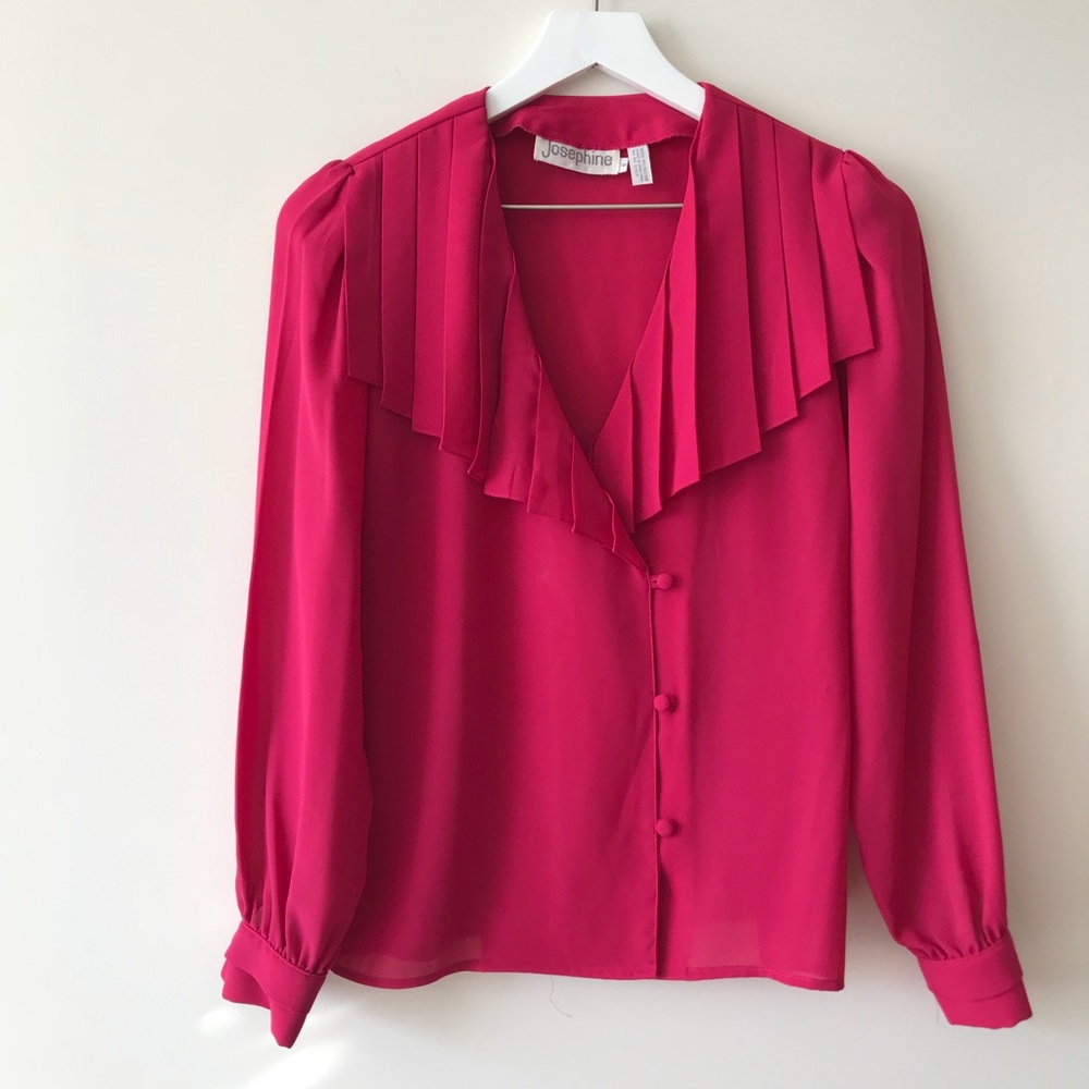 VTG Josephine Pleated Button Down Blouse Top Sz6